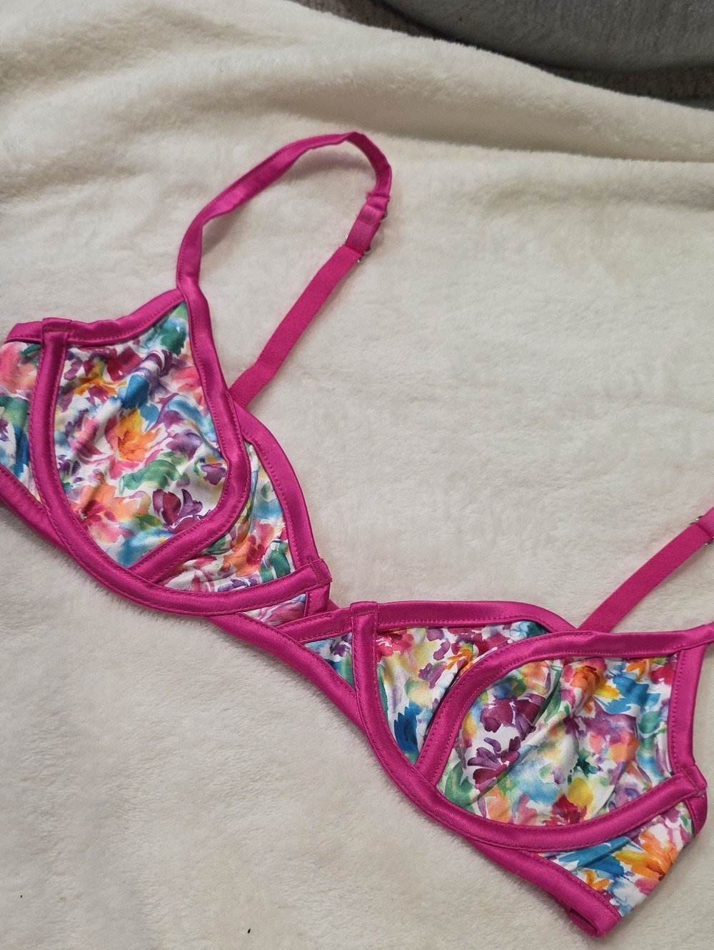 For Love And Lemons Pink Floral Underwire Bra Xsmall (32A)